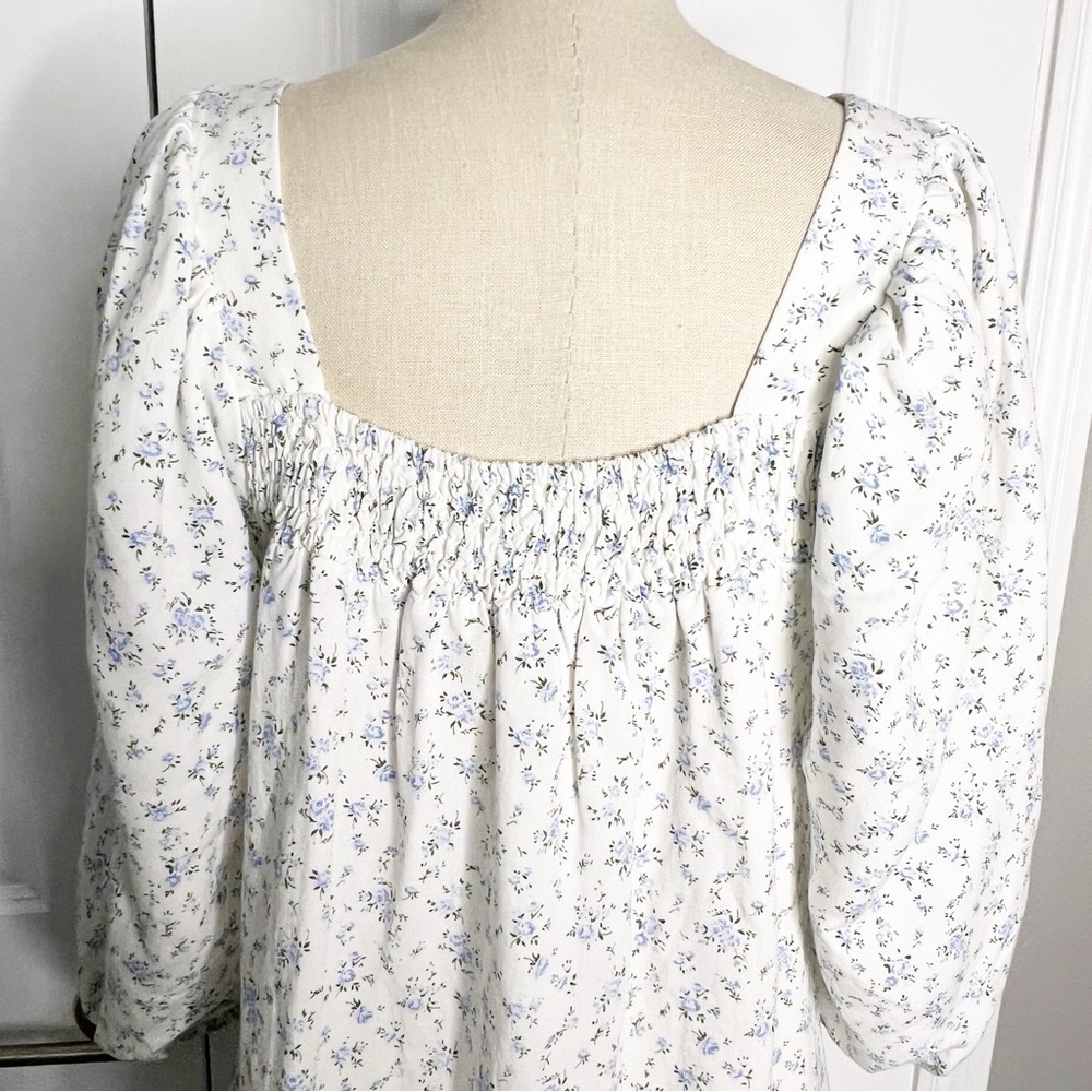 Taylor Tillman SJP Cecelia Dress White Floral Dress Blue Bow Size Small - Picture 6 of 12